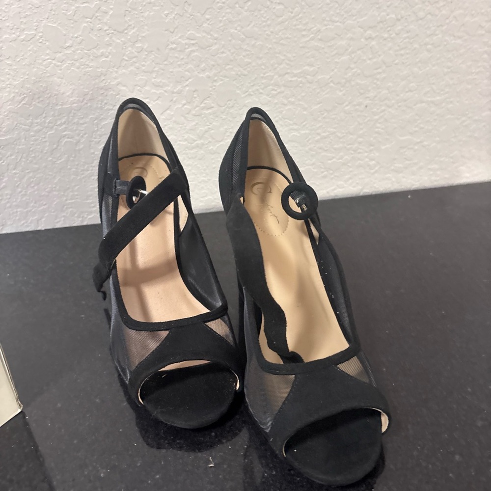 Elegant Black Peep-Toe Heels